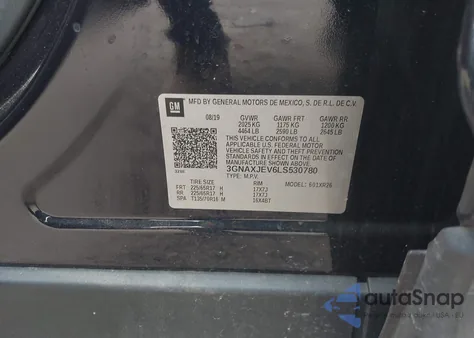 2020 Chevrolet Equinox Fwd 2Fl z USA, uszkodzony, nr VIN 3GNAXJEV6LS530780